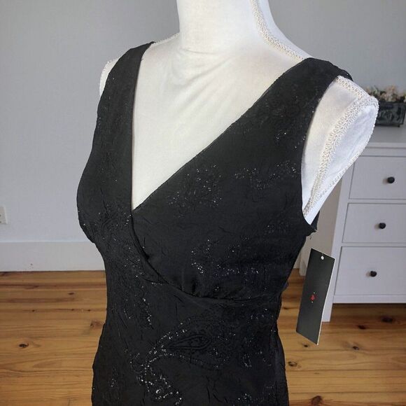 New Faith Love Passion Dress 9 Black Sparkle Surplice Sleeveless Sheath Cocktail - Picture 8 of 12